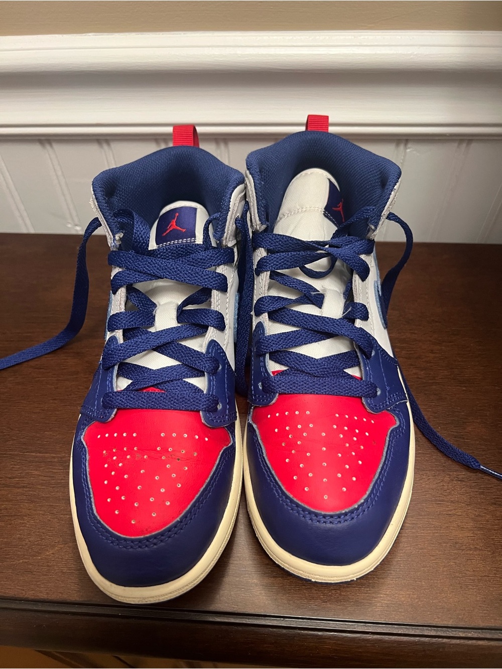 Nike Air Jordan Boys' High-Top Sneakers in Red white and blue patriotic size 2.5